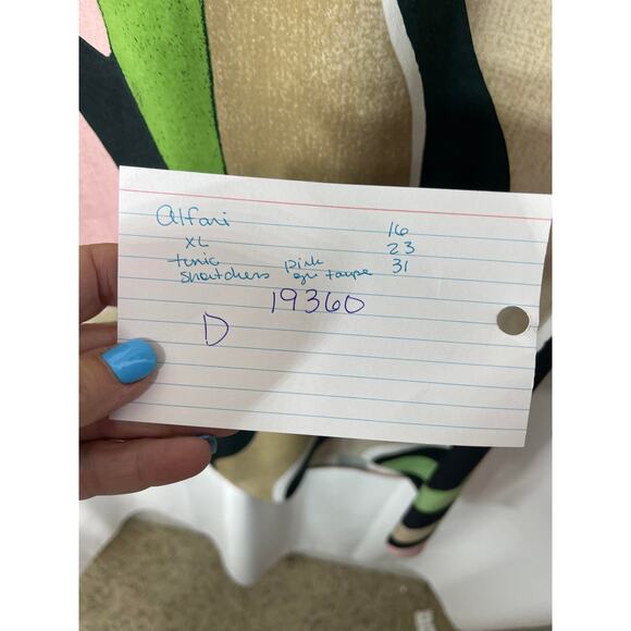 Alfani tunic top blouse shirt women's extra large XL green black throwback - Picture 10 of 15